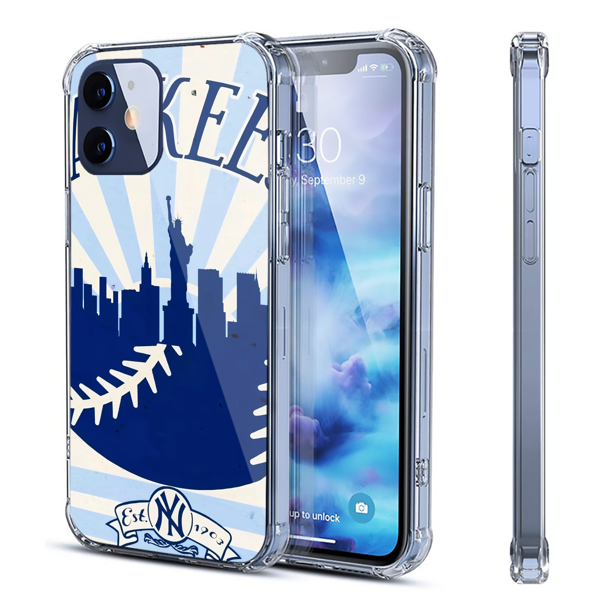 New York Yankees 143 Clear IPhone 12 Case – Soft TPU With UV Print – Enhanced Drop Protection, Precise Fit, Anti-Fingerprint, Customizable Design, Scratch-Resistant, Yellow-Resistant